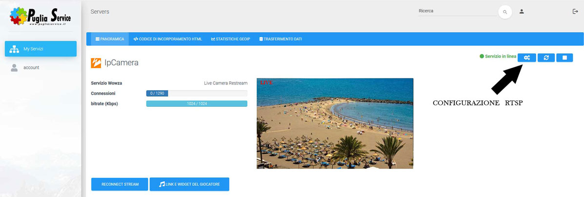 Impostazioni IPCamera Puglia Web Service